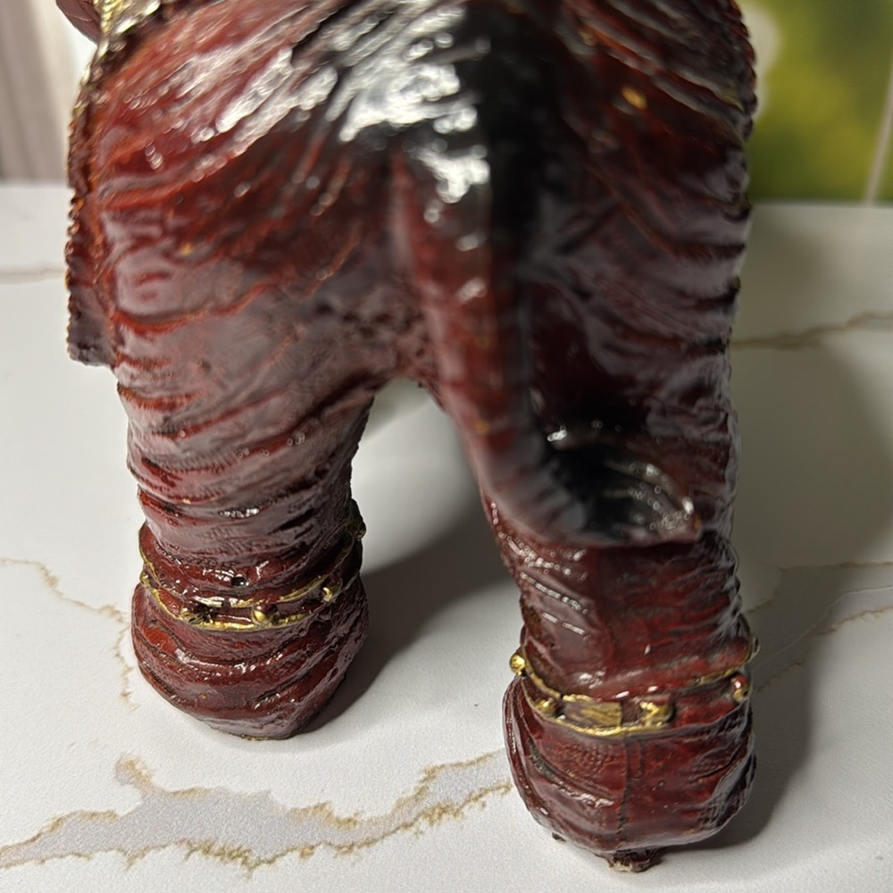 Decorative Elephant Figurine with Gold Accents - Picture 7 of 17